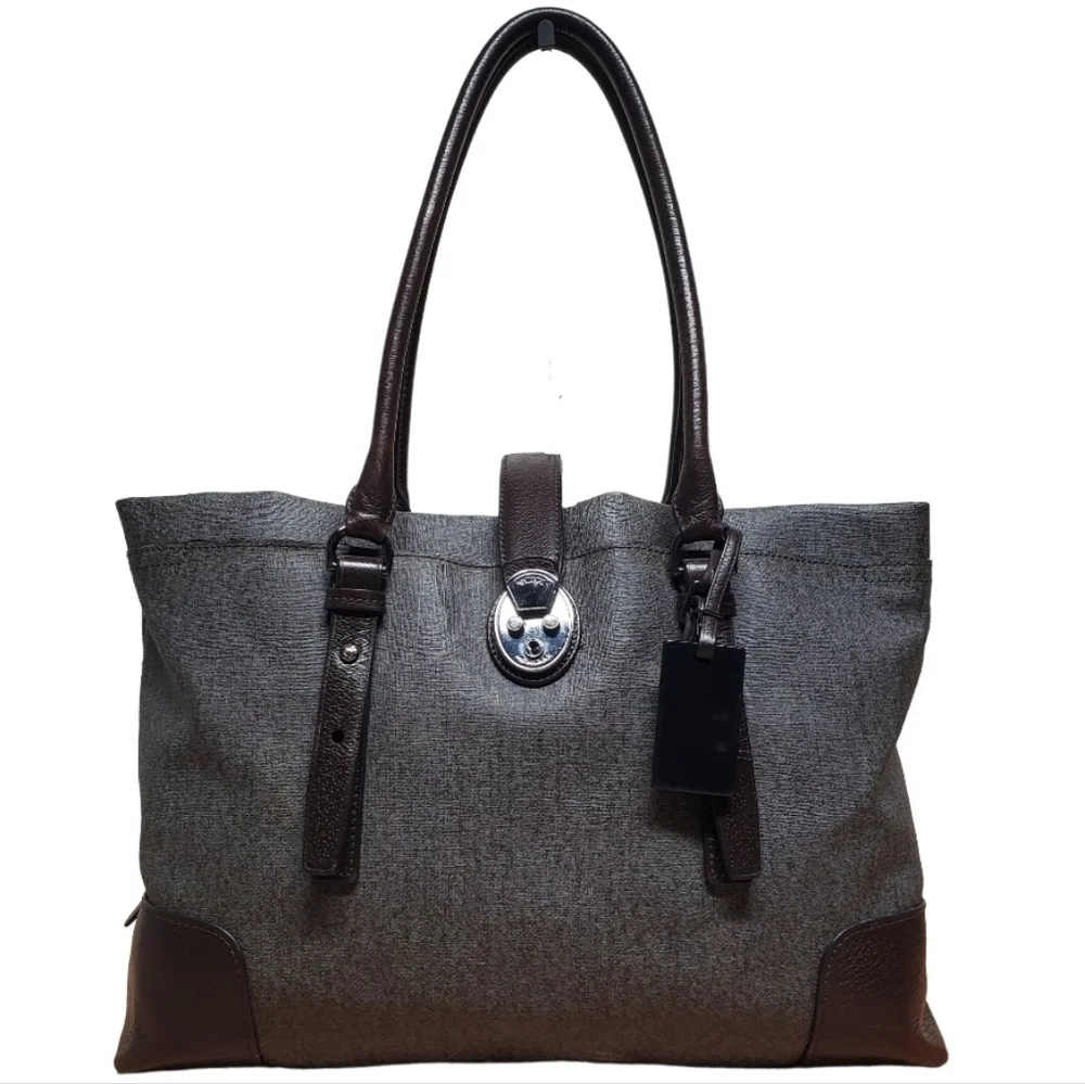 Tumi Villa Turin Earl Gray Dark Brown Women Business Tote Bag